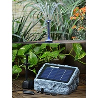 SOLAR TEICHPUMPE GARTENBRUNNEN mit AKKU und LED LICHT - WASSERSPIEL ZIERBRUNNEN VOGELBAD SOLARBRUNNEN für GARTEN TEICH- sehr DEKORATIVES STEINDESIGN, "RÜGEN 200-1" mit LED licht & LiIon AKKU
