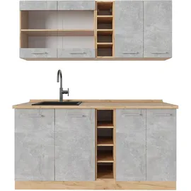 Vicco Küchenzeile R-Line 160 cm Grau/Goldkraft Eiche