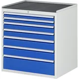 RAU Schubladenschrank Serie 7000, HxBxT 825 x 770 x 650 mm, 7 x 90%-Auszug-Schubladen 2 x 60, 2 x 90, 2 x 120, 1 x 180 mm, Arbeitsplatte Metall