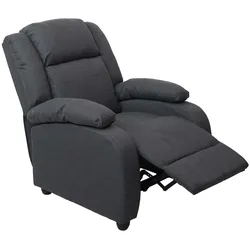 Fernsehsessel Glasgow, Relaxsessel Liege Sessel, Stoff/Textil ~ dunkelgrau