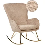Beliani Schaukelsessel, Beige, Gold, Textil, 74x99x99 cm, Wohnzimmer, Sessel, Schaukelstühle