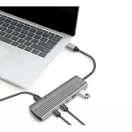 Logilink UA0415 - USB 3.2 Gen2 Hub, 2x USB-A, 8x USB-C, PD (Power Delivery), 100 W, Space Grau