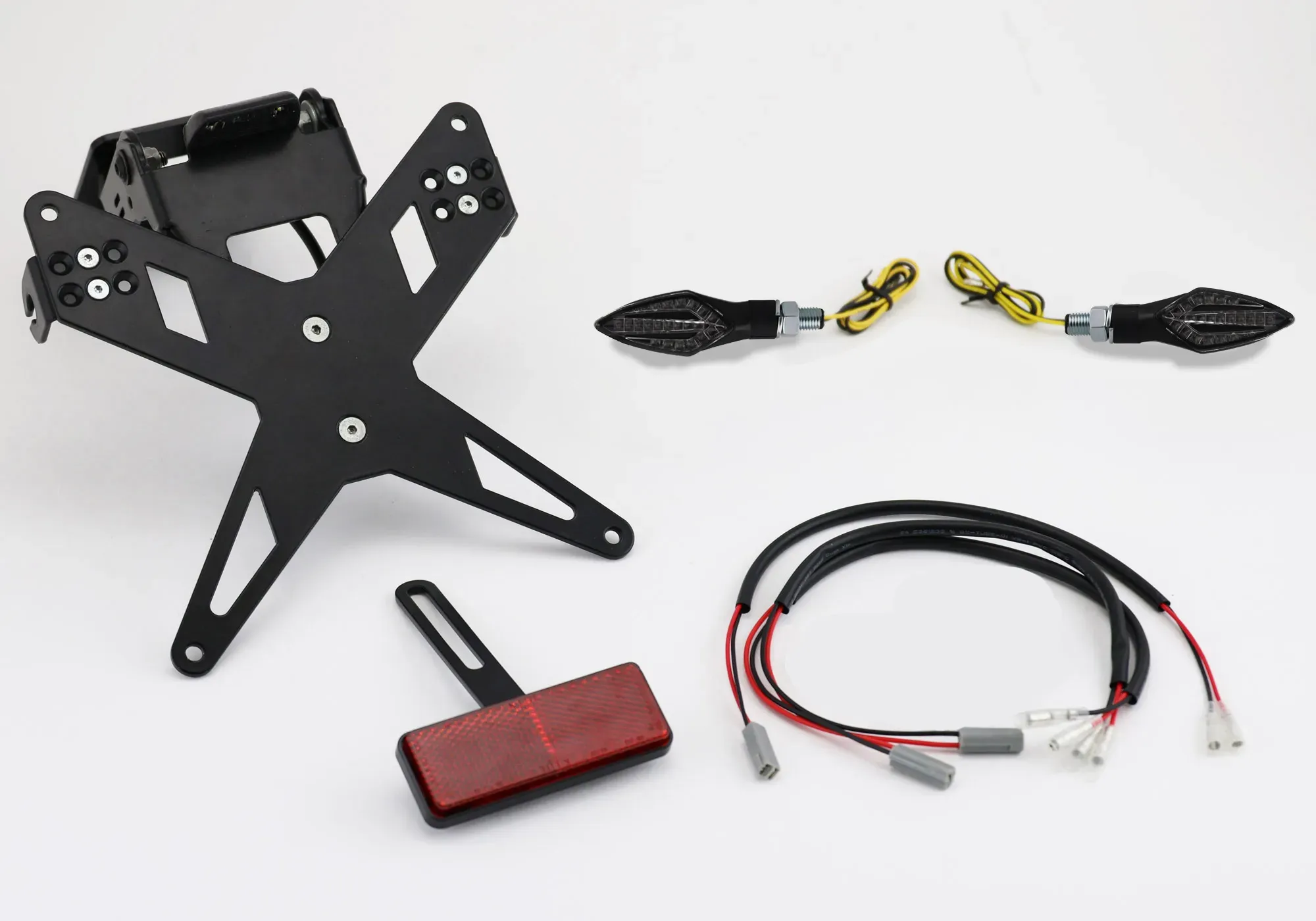 PROTECH Komplett-Set Plug and Play Kennzeichenhalter mit 2 LED-Blinkern Edelstahl/Aluminium pulverbeschichtet schwarz, schwarz