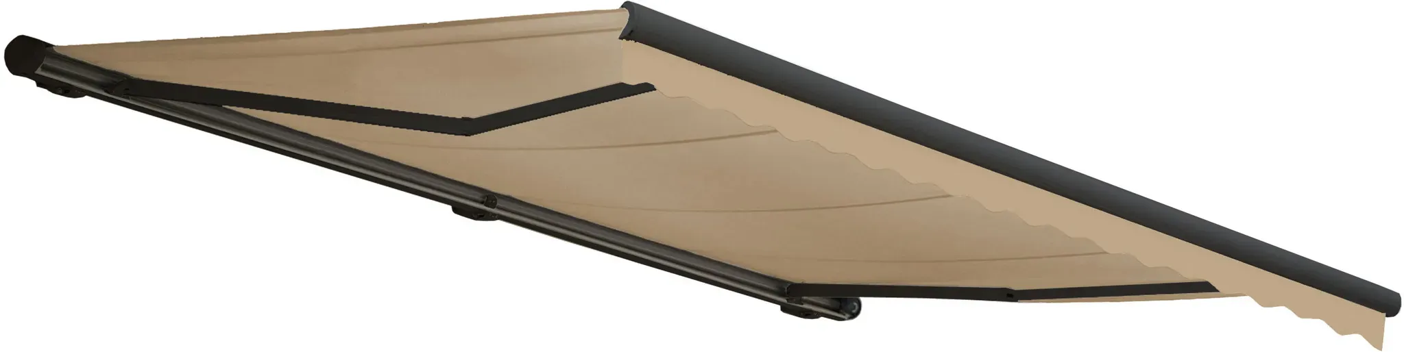 Elektrische Kassetten-Markise T122, Vollkassette Volant 4x3m ~ Polyester Creme, anthrazit