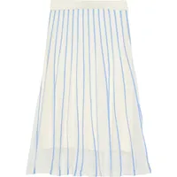 Comma, Midirock Damen Gestreift Weiß/Creme 38