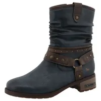 Mustang Winterboots MUSTANG SHOES "Fabienne", Damen, Gr. 38, navy, Lederimitat, used, Schuhe Winterboots, Stiefelette, Westernboots mit Warmfutter