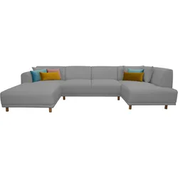 Wohnlandschaft ANDAS "Maroon U-Form", grau (hellgrau), B:358cm H:82cm T:192cm, Struktur grob ( 100% POLYPROPYLEN, Struktur fein ( 100% Polyester), Struktur (100% Polyester), Sofas, in skandinavischem Design, mit losen Kissen