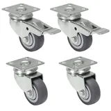 PRIOstahl Transportrollen 50mm Graue Rollen 2 Lenkrollen + 2 Bremsrollen Möbelrollen Spurlos & Leise