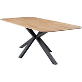 G + K Esstisch - 200 x 100 cm - Wildeiche massiv geölt - Metallgestell