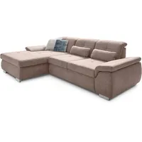 Ecksofa DIE PLANBAR "MP-IN16037 L-Form", lila (flieder), B:289cm H:85cm T:195cm, 100% Polyester, Sofas, mit Sitztiefenverstellung & Zierkissen, Kaltschaum