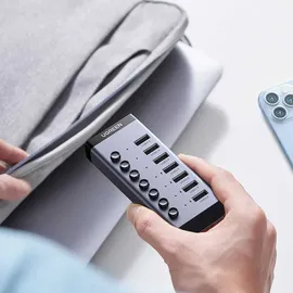 UGREEN USB-C auf 7-Port USB-A 3.0 Hub DC 12v Grau