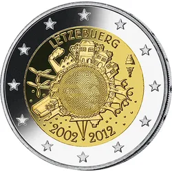 2 Euro Gedenkmünze "10 Jahre Euro" 2012 aus Luxemburg