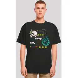 T-Shirt F4NT4STIC "Die Biene Maja Eat Sleep Rave Repeat", Herren, Gr. XS, schwarz, Obermaterial: 100% Baumwolle, casual, oversize, Rundhals, Kurzarm ohne Bündchen, Shirts, Retro, Heroes of Childhood, TV Serie