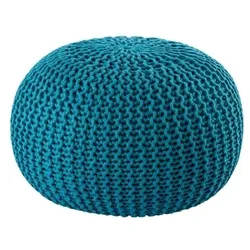 Amagohome PREMIUM Sitzhocker Pouf  ø 45cm  Strickpouf Indoor u. Outdoor - pflegeleicht & nachhaltig : türkis - navigate