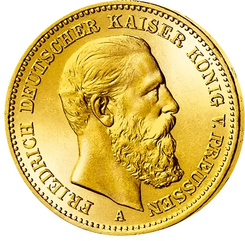 10-Mark-Goldmünze des 99-Tages Friedrich III. - prägefrische Erhaltung