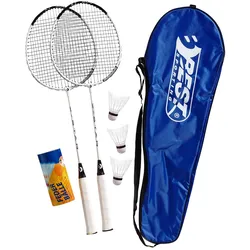 Best Sporting Badminton Schläger Set 200 XT mit Bällen I 2 Federballschläger mit 3 Federbällen I Leichte Badmintonschläger 108 g I Federball Schläger mit Lawntex Saiten I inkl. Tragetasche