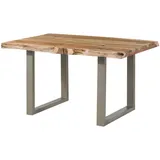 MASSIVMOEBEL24.DE Baumtisch 160 x 77 x 90 cm natur/silber