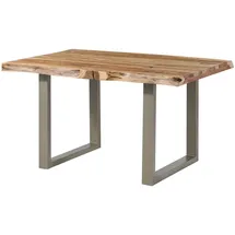 MASSIVMOEBEL24.DE Baumtisch 160 x 77 x 90 cm natur/silber