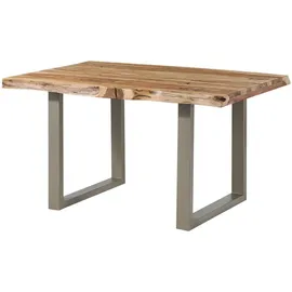 MASSIVMOEBEL24.DE Baumtisch 160 x 77 x 90 cm natur/silber