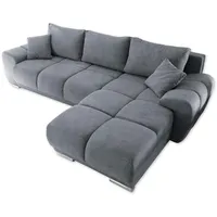 ed exciting design ED Lifestyle Anton mit Schlaffunktion, Stoffbezug Uran Anthrazit & dekorativer Steppung - 289 x 85 x 189 cm (B/H/T)