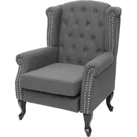 Mendler Sessel Chesterfield, Relaxsessel Clubsessel Ohrensessel, wasserabweisend Stoff/Textil ~