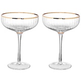 BUTLERS GOLDEN TWENTIES- 2x Champagnerschalen mit Goldrand und Rillen Gläser,