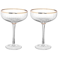 BUTLERS GOLDEN TWENTIES- 2x Champagnerschalen mit Goldrand und Rillen Gläser,