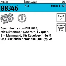 AMECOIL Gewindeeinsatz R 88346 FormB-SR BM 5x 7,5 A 2 25 Stück