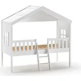 58 aufm Kessel Hausbett Katine 90 x 200 cm Kiefer lackiert weiß