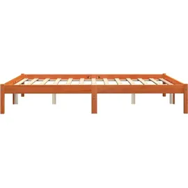 vidaXL Massivholzbett ohne Matratze Wachsbraun 160x200 Kiefernholz