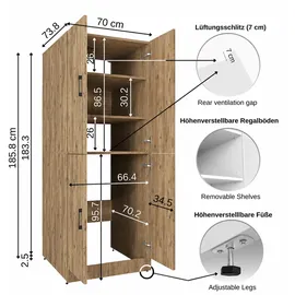 roomart DORA-II Waschmaschinenschrank 70 x 73,8 x 0 cm Weiß