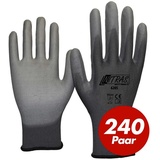 Nitras 6205 Nylon Strickhandschuh grau - VPE 240 Paar - mit PU-Beschichtung auf Innenhand und Fingerkuppen, Größe:11