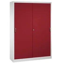 C+P CP Stahlschrank 2149-00 S10053 lichtgrau, rubinrot 8 Fachböden 160,0 x 40,0 x 195,0 cm, aufgebaut, 1 St.