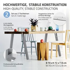 ECD Germany ECD-Germany Tischbeine Grau, Metall 72x8x70 cm, Esszimmer, Tische, Esstische, Tischsysteme