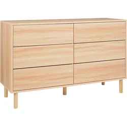 Kommode heller Holzfarbton 6 Schubladen SHARPE