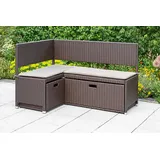 Merxx Unterschiebbox für Eckbank klein, Stahl/Kunststoffgeflecht, braun