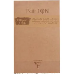 Clairefontaine PaintON Mixed Media, Block mit Büttenrand, kopfseitig geleimt, 50 Blatt, 250g, 13 ,9x21,5cm, Papiere sortiert - Sortierung 975174C