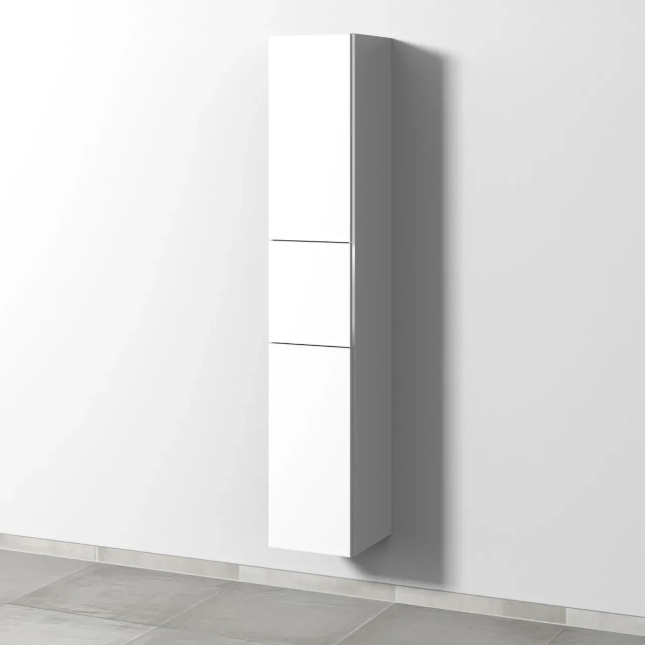 Sanipa 3way Hochschrank mit 2 Türen und 1 Auszug, Weiß-Soft BR10043