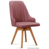 58 aufm Kessel Esszimmerstuhl Küchenstuhl drehbar (2er-Set) Dotti 52x91x60 Eiche geölt/Natur (Lieferung bis Verwendungsstelle, 8 St), Stabiles Gestell aus Massivholz pflegeleichter Bezug aus Microfaser rosa
