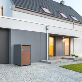 ML-Design Mülltonnenbox 1er für 1 Tonne 240L 68x80x116,3 cm, Anthrazit-Rostoptik, abschließbar