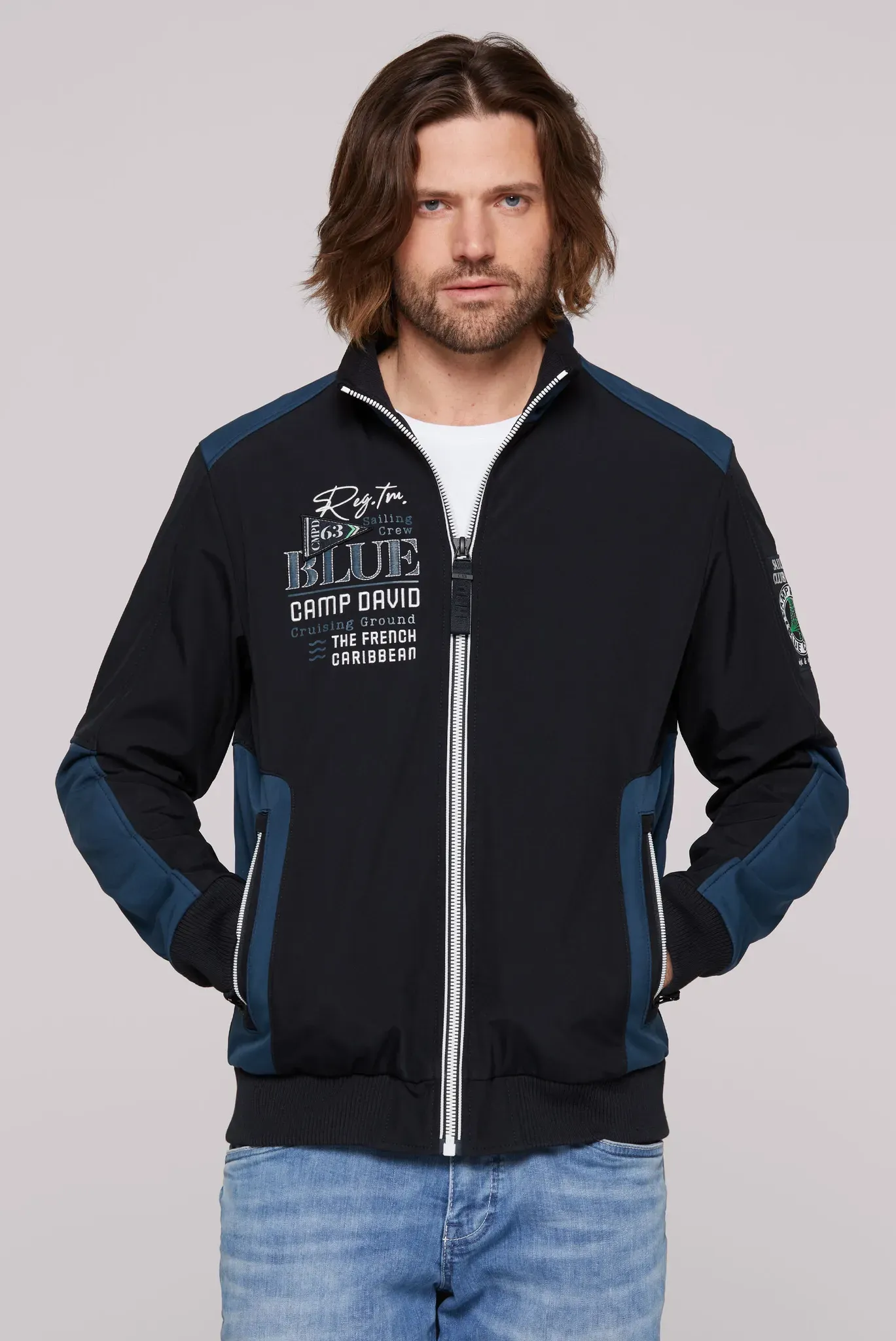 Softshelljacke CAMP DAVID, Herren, Gr. 3XL, blau, Softshell, Material: 100% Polyester, Futter: 100% Polyester, regular fit normal, eingesetzt Rippbündchen, Jacken Softshelljacke, mit Stehkragen