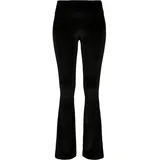 URBAN CLASSICS Ladies High Waist Velvet Boot Cut Leggings Black, L