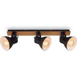 Brilo Deckenleuchte Spotleuchte vintage 3xE27 40W Holz Metall Matt Schwarz Briloner - Schwarz
