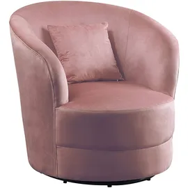Atlantic Home Collection Drehsessel Colin Samtvelours 84 x 84 x 85 cm Rosa mit Zierkissen