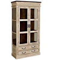 Massivmoebel24 | Vitrine Mango | Akazie 90x45x180 weiß gewachst