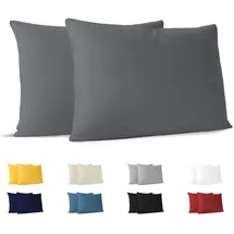 Dreamzie Kissenbezug 50 x 70 cm (Set mit 2) - 100% Jersey Baumwolle 150 g/qm Kissenbezüge -Anthrazit - Für Kissen 50 x 70 cm - Kissenhülle - Kissenbezug - Resistent und Hypoallergen - Dreamzie