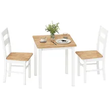 Homcom Esstisch 69 x 69 cm Esszimmerstühle 2er Set Küchentisch für 2-4 Personen Küchenstuhl mit Rückenlehne, aus Holz, für kleine Raum, Küche, Esszimmer Eiche