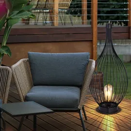 ETC Shop 2x LED Solar Hängelampe Metall spritzwassergeschützt IP44 schwarz