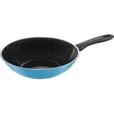 BALLARINI Caprera Wok 28 cm, Aluminium, Induktionsgeeignet, Keramik-Antihaftbeschichtung, Made in Italy, blau