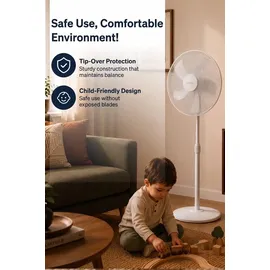 Opviq Kumtel Standventilator 40,5 cm Weiß